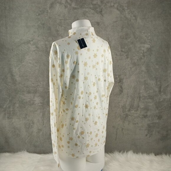 NWT KAREN SCOTT Christmas Glitter Snowflake Top XL(16-18) Cotton Pullover White - Picture 8 of 11